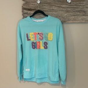 Simply Southern Turquoise Sweatshirt with Colorful 'Let's Go Girls' Design